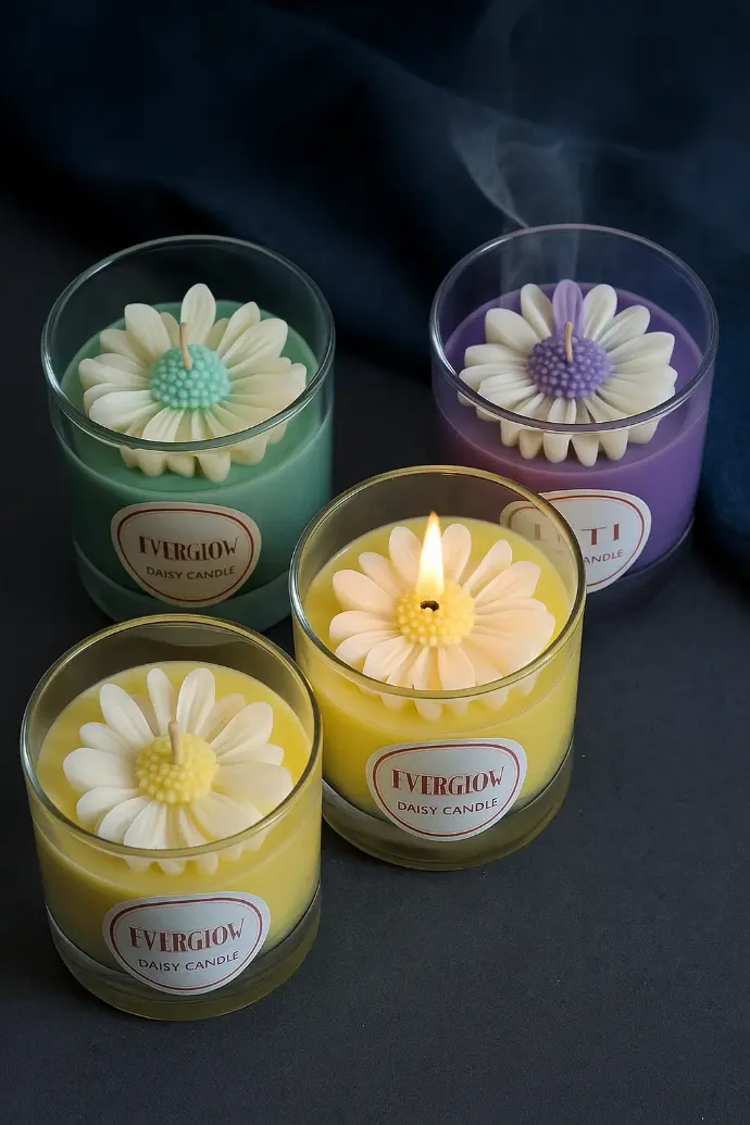 daisy flower jar candles